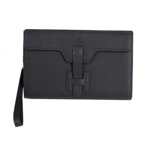 Hermes Jige Clutch Bag Calfskin Leather HQ8059 Black
