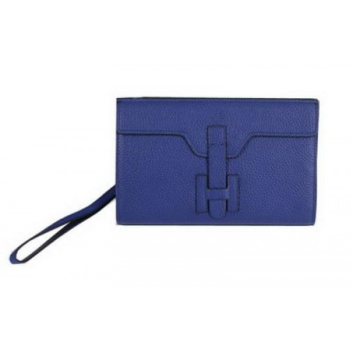 Hermes Jige Clutch Bag Calfskin Leather HQ8059 Blue