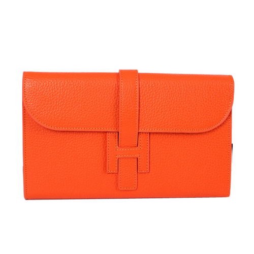 Hermes Jige Clutch Bag Calfskin Leather HQ864 Orange