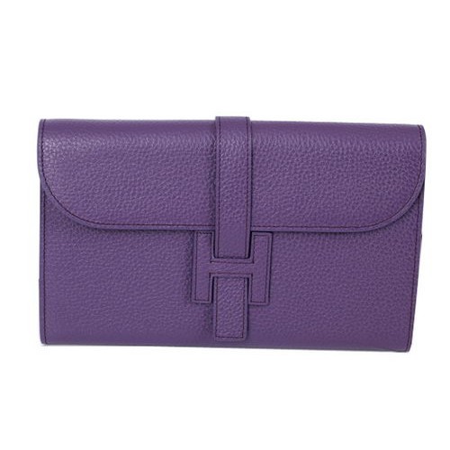 Hermes Jige Clutch Bag Calfskin Leather HQ864 Purple