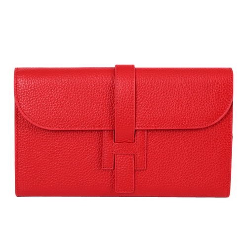 Hermes Jige Clutch Bag Calfskin Leather HQ864 Red