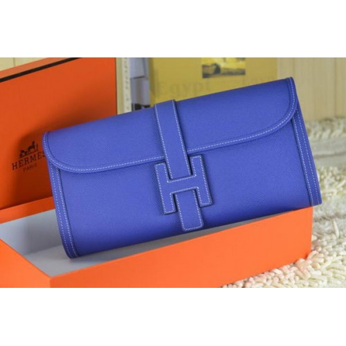 Hermes Jige Clutch Bag Calfskin Leather Royal