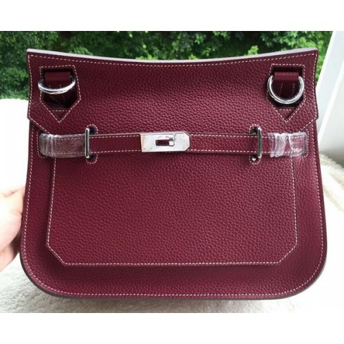 Hermes Jypsiere 31CM Shoulder Bag Calfskin Leather H0880 Wine