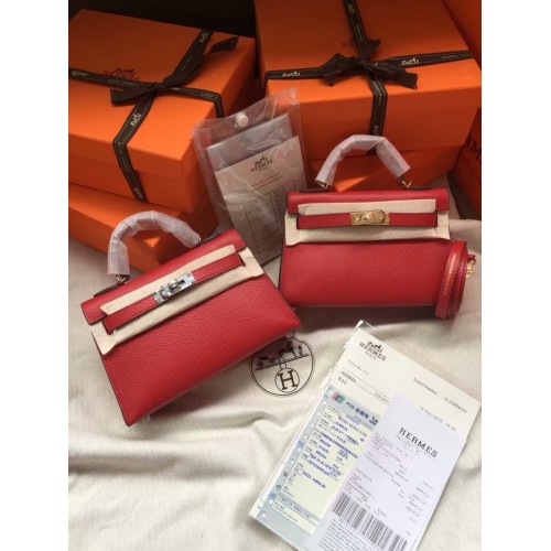 Hermes Kelly 19cm Shoulder Bags Epsom Leather KL19 Red