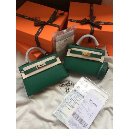 Hermes Kelly 19cm Shoulder Bags Epsom Leather KL19 green
