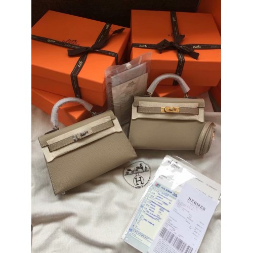 Hermes Kelly 19cm Shoulder Bags Epsom Leather KL19 grey