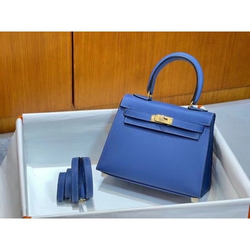 Hermes Kelly 20cm Shoulder Bags Epsom KL2750 blue&gold