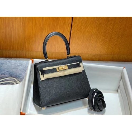Hermes Kelly 20cm Shoulder Bags Epsom KL2750 black&gold