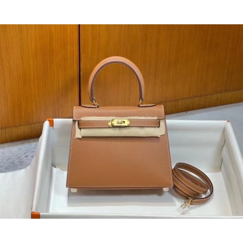 Hermes Kelly 20cm Shoulder Bags Epsom KL2750 brown&gold