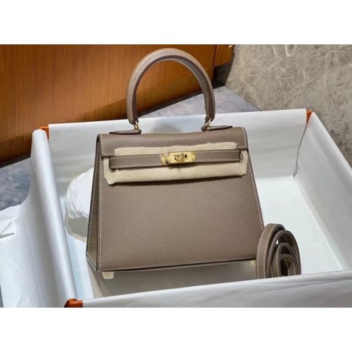 Hermes Kelly 20cm Shoulder Bags Epsom KL2750 gray&gold