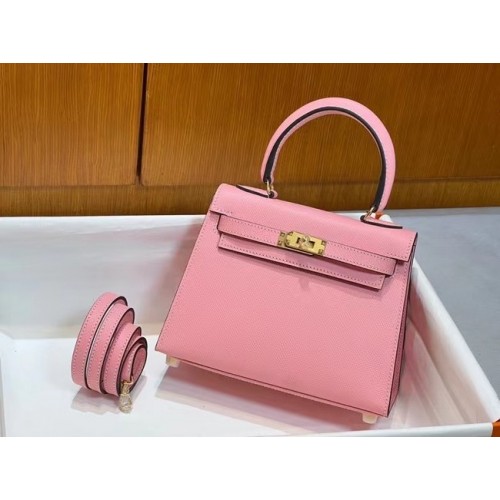 Hermes Kelly 20cm Shoulder Bags Epsom KL2750 pink&gold