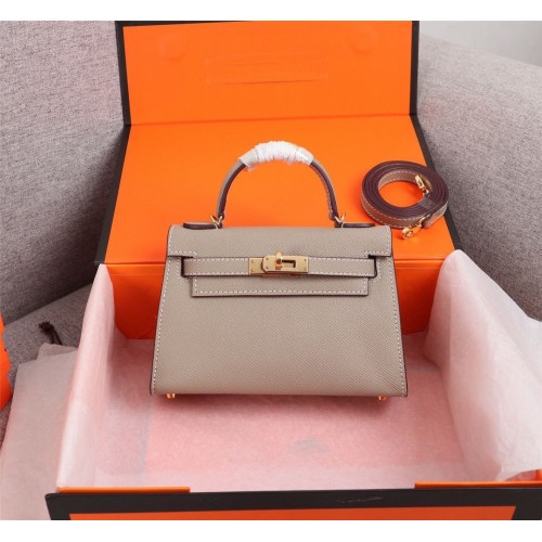 Hermes Kelly 20cm Tote Bag Original Epsom Leather KL20 Gray