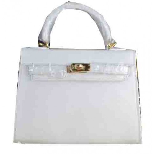Hermes Kelly 22cm Tote Bag Calfskin Leather White