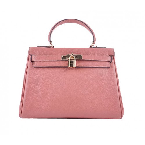 Hermes Kelly 28cm Shoulder Bags Light Pink Grainy Leather Gold