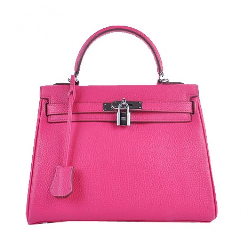 Hermes Kelly 28cm Shoulder Bags Rose Grainy Leather Silver
