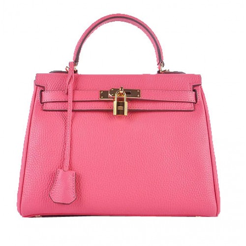 Hermes Kelly 28cm Shoulder Bags Rosy Grainy Leather Gold