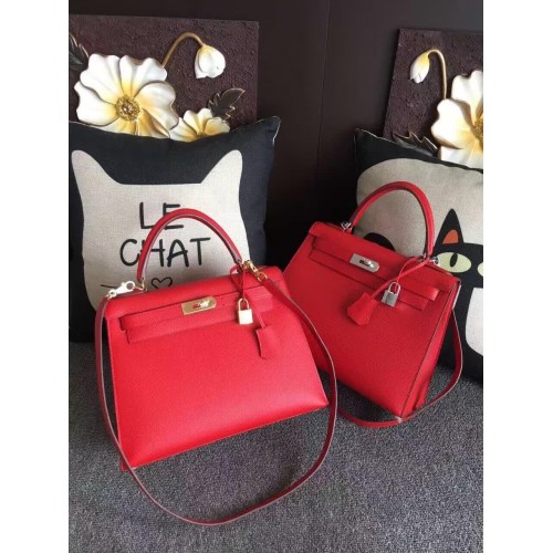 Hermes Kelly 28cm Shoulder Bags espom leather Red