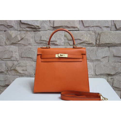Hermes Kelly 28cm Shoulder Bags espom leather orange