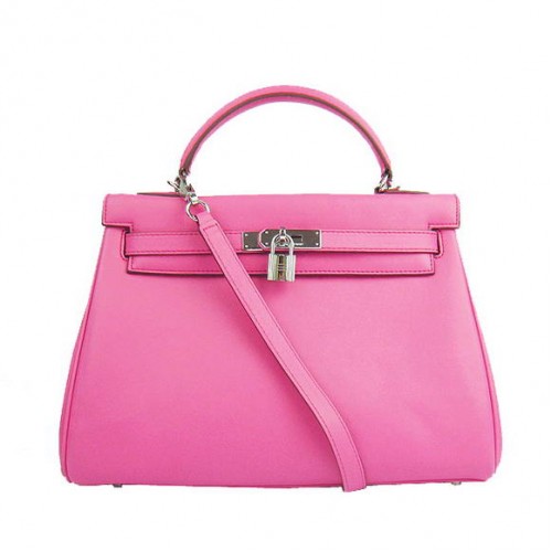 Hermes Kelly 32cm Bags Togo Leather 6108 Fuchsia Silver