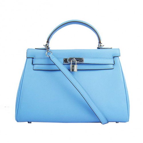 Hermes Kelly 32cm Bags Togo Leather 6108 Light Blue Silver