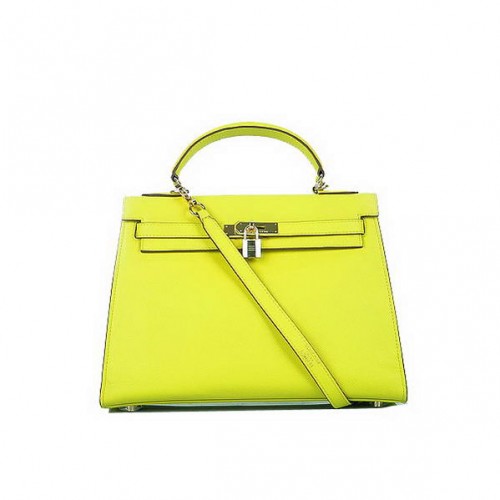 Hot Style Hermes Kelly 32cm Bags Yellow Calf Leather Gold
