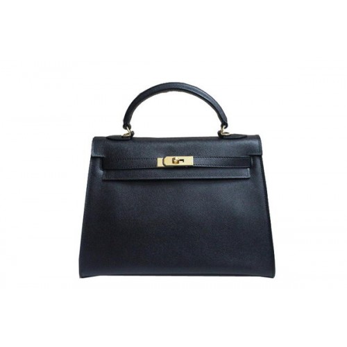 Hermes Kelly 32cm Shoulder Bag Black Saffiano Leather K32 Gold