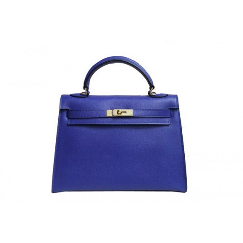 Hermes Kelly 32cm Shoulder Bag Blue Saffiano Leather K32 Gold