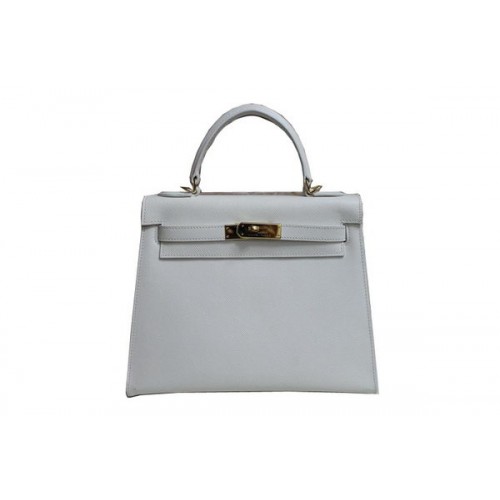 Hermes Kelly 32cm Shoulder Bag White Saffiano Leather K32 Gold