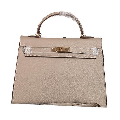 Hermes Kelly 32cm Shoulder Bags Grained Leather Grey