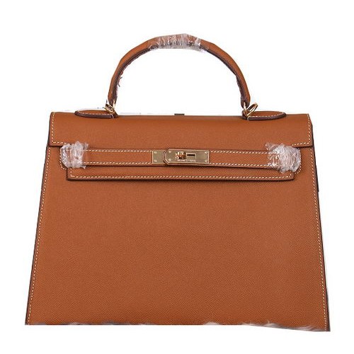 Hermes Kelly 32cm Shoulder Bags Grained Leather Wheat