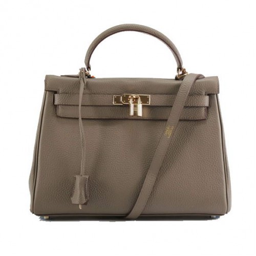 Hermes Kelly 32cm Togo Leather Handbags 6018 Dark Grey Golden