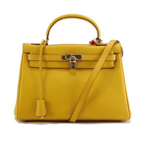 Hermes Kelly 32cm Togo Leather Handbags 6018 Yellow Golden