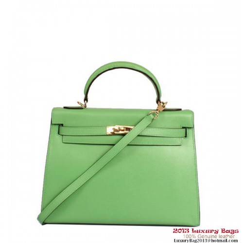 Hermes Kelly 32cm Top Handle Bag Green Togo Leather Gold