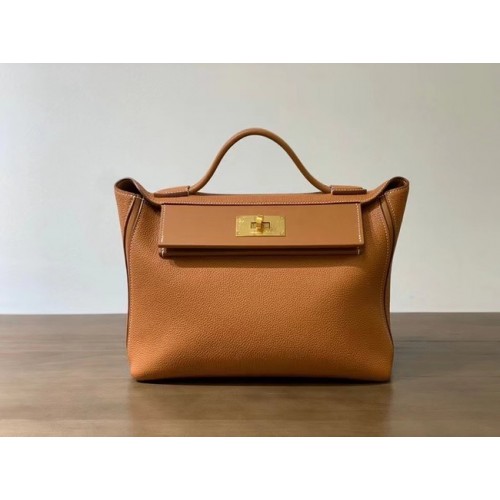 Hermes Kelly Original togo Leather Tote Bag H2424 gold brown