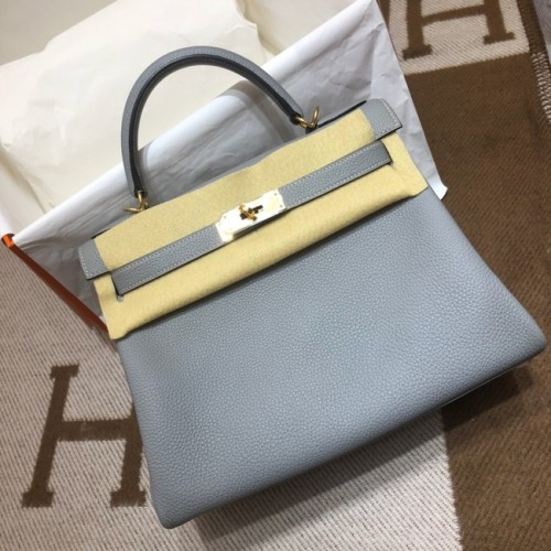 Hermes Kelly Shoulder Bag Original TOGO Leather KY3255 light blue