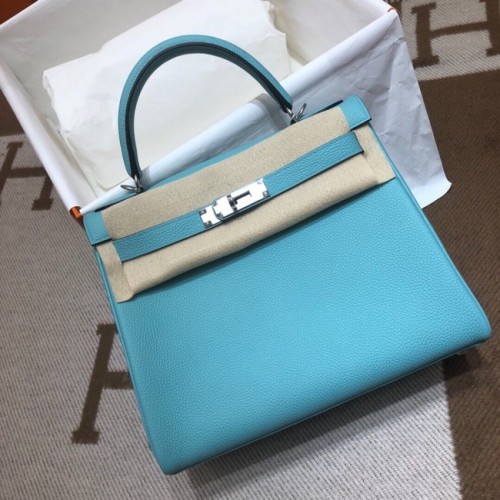 Hermes Kelly Shoulder Bag Original TOGO Leather KY3255 sky blue