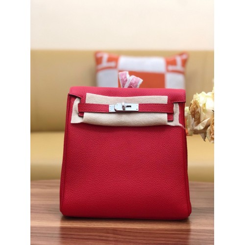 Hermes Kelly togo Leather backpack H2425 red