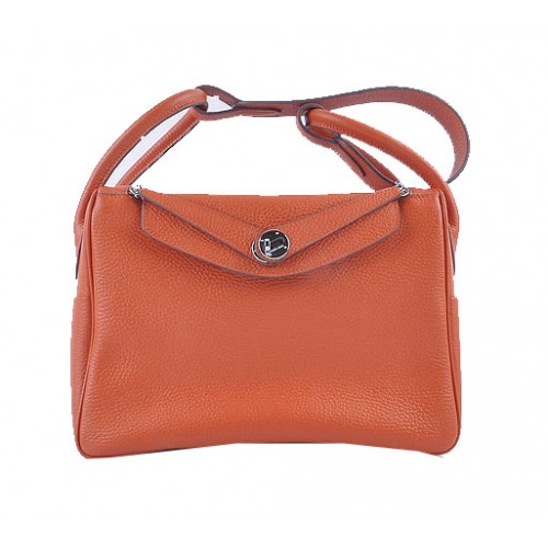 Hermes Lindy 30CM Grainy Leather Shoulder Bag H6207 Orange