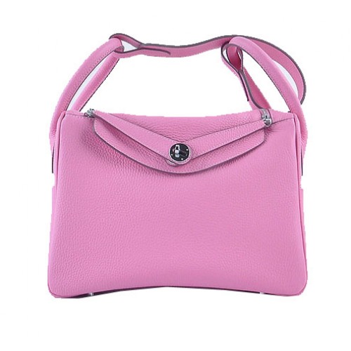 Hermes Lindy 30CM Grainy Leather Shoulder Bag H6207 Pink