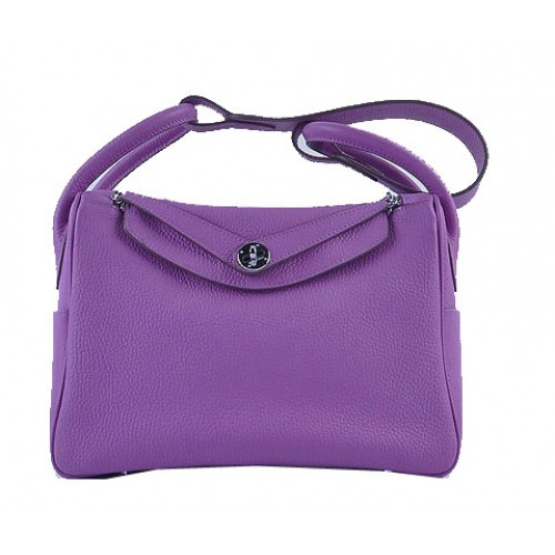 Hermes Lindy 30CM Grainy Leather Shoulder Bag H6207 Purple