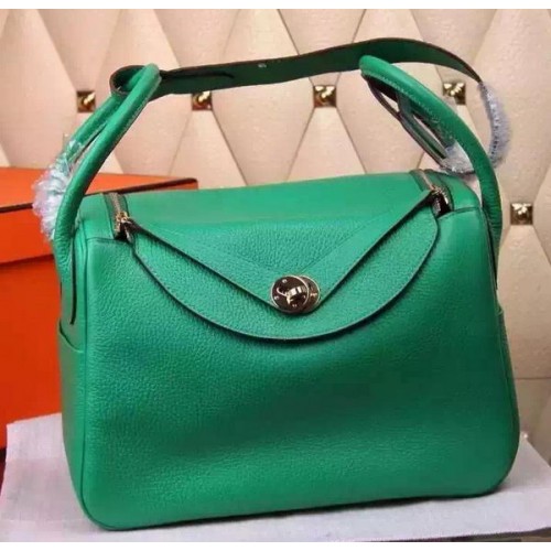 Hermes Lindy 30CM Leather Shoulder Bag H0881 Green