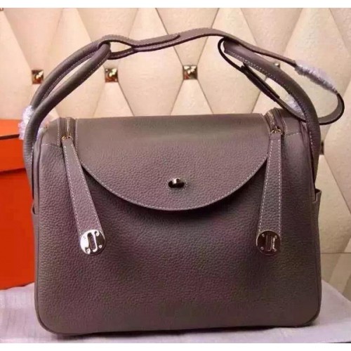Hermes Lindy 30CM Leather Shoulder Bag H0881 Grey
