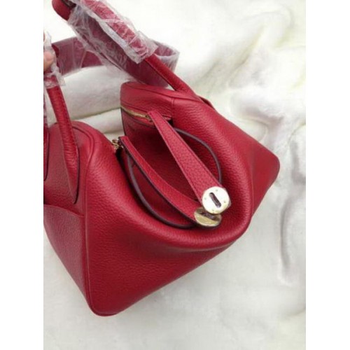 Hermes Lindy 30CM Red Leather Shoulder Bag HLD30 Gold