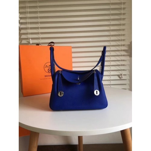 Hermes Lindy Original Togo Leather Bag 5086 Blue