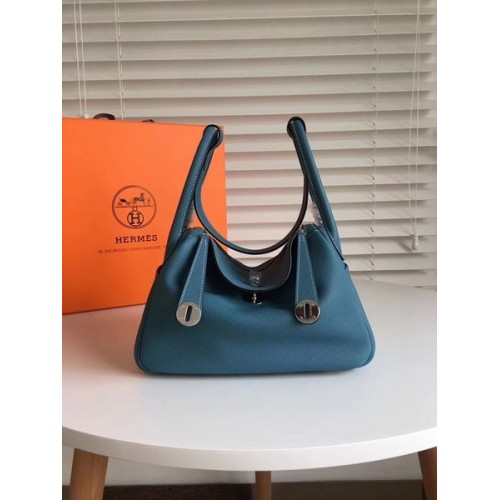 Hermes Lindy Original Togo Leather Bag 5086 Dark Blue