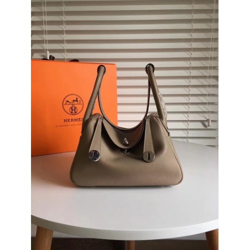Hermes Lindy Original Togo Leather Bag 5086 Grey