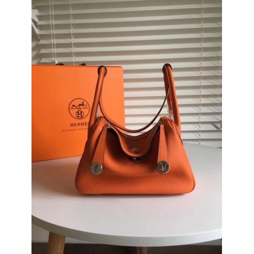 Hermes Lindy Original Togo Leather Bag 5086 Orange