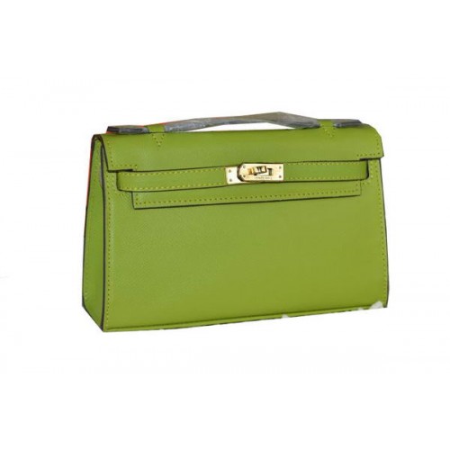 Hermes MINI Kelly 22cm Tote Bag Calfskin Leather Green