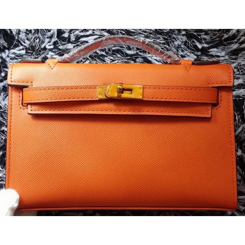 Hermes MINI Kelly 22cm Tote Bag Calf Leather K011 Orange