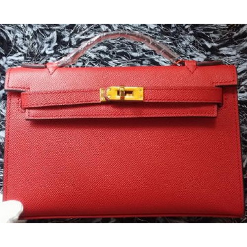 Hermes MINI Kelly 22cm Tote Bag Calf Leather K011 Red